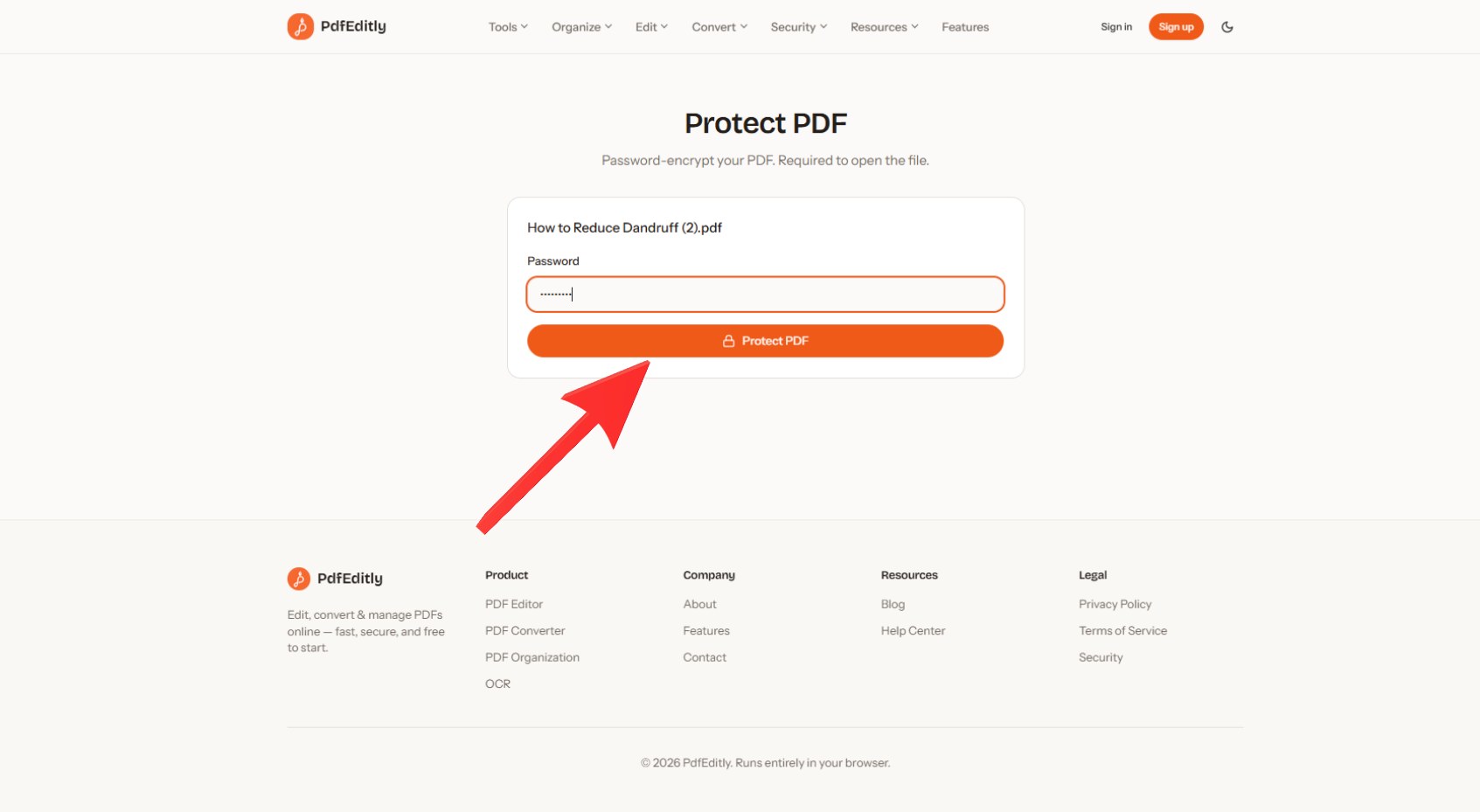 Step 3: Click Protect PDF Step 3: Click Protect PDF